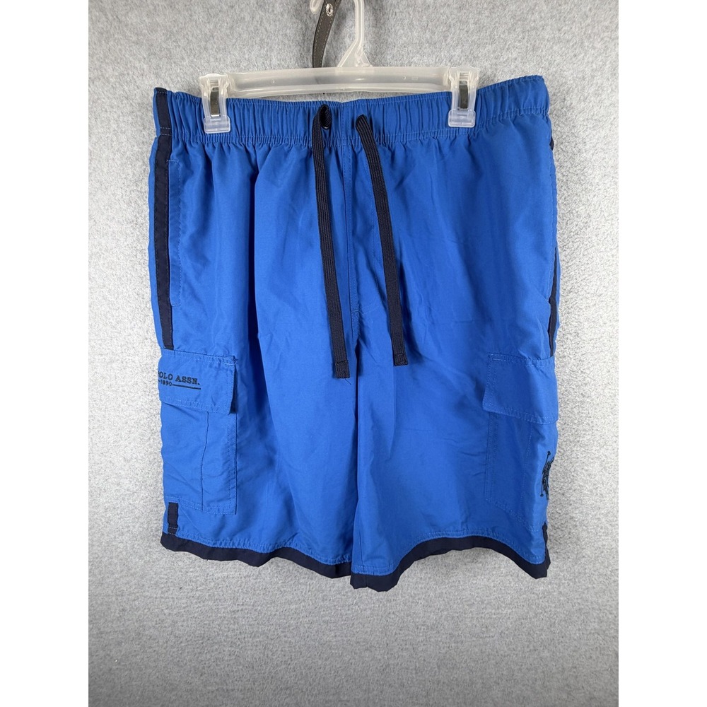 U.S. Polo Assn Shorts Mens Large Blue Swim‎ Trunks Drawstring Cargo Lined